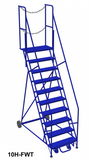 Mobile ladder 10 step 90" platform height w/walkouts
