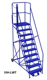 Mobile ladder 10 step 90" platform height w/walkouts