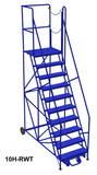 Mobile ladder 10 step 90" platform height w/walkouts