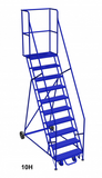 Mobile ladder 10 step 90" platform height w/walkouts