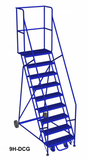 Mobile ladder 9 step w/diamond channel grating