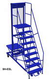 Mobile ladder 9 step w/manual or electric shelf