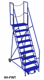 Mobile ladder 9 step 81" platform height w/walkouts