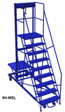Mobile ladder 9 step w/manual or electric shelf