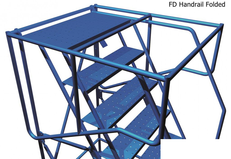 Mobile ladder Rotates In Place (RIP) 10 step w/fold down handrail ...