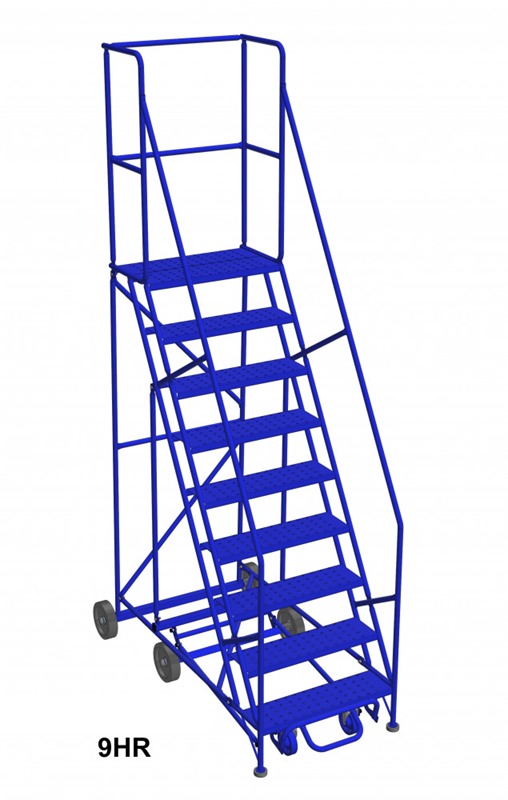 Mobile ladder Rotates In Place (RIP) 9 step w/diamond channel grating ...