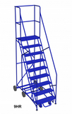 Mobile ladder Rotates In Place (RIP) 9 step w/diamond channel grating