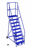 Mobile ladder 9 step 81" platform height w/walkouts